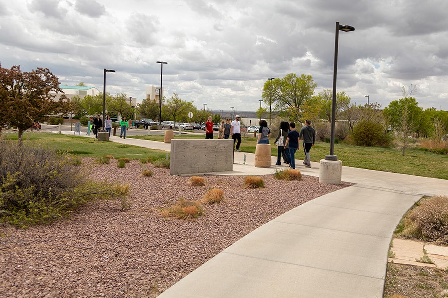 San Juan College students walking on campus.