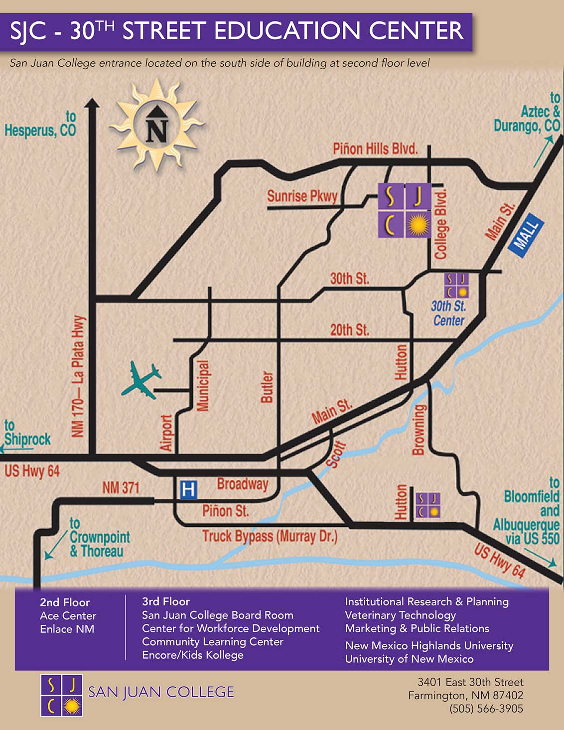 30th st map. If you need assistance with wayfinding please contact disability services at (505) 566-3643 or (505) 566-3271.