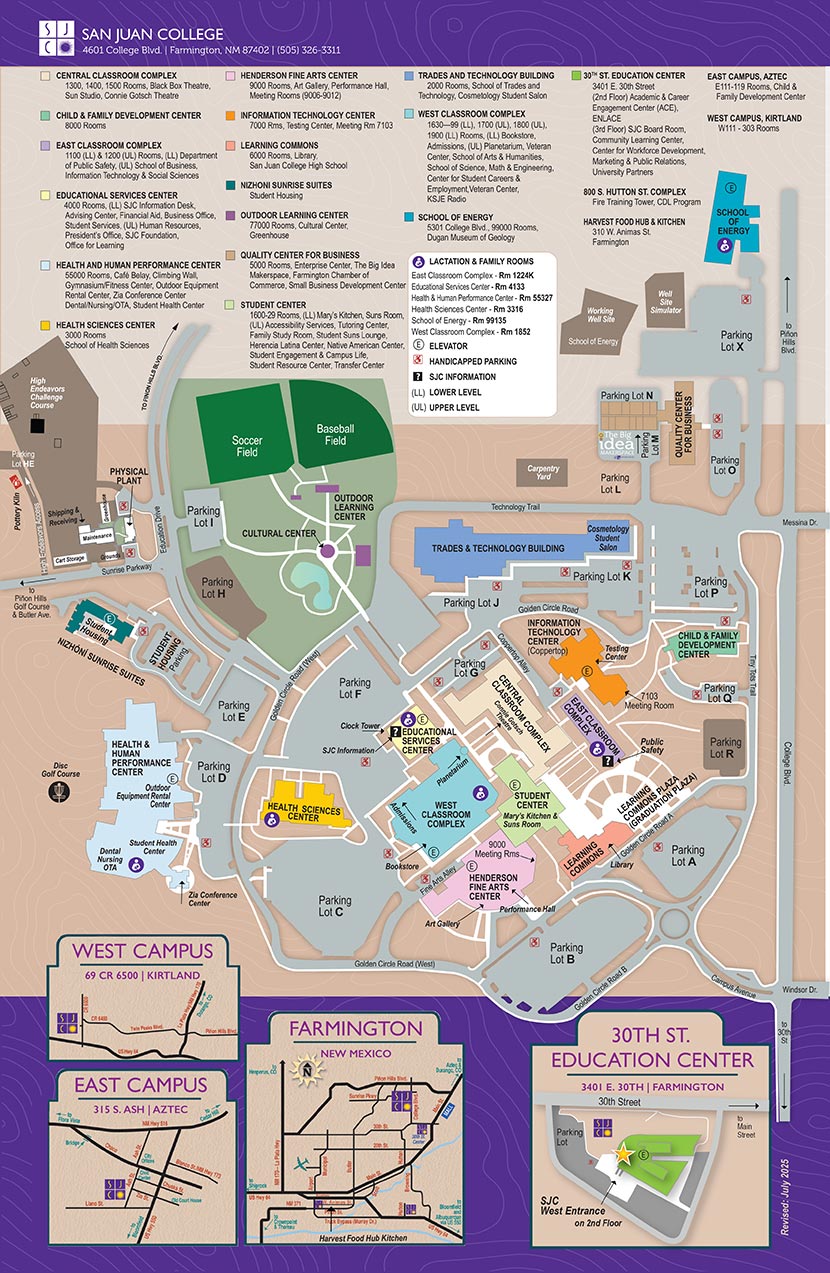 Campus Map.  If you need assistance with wayfinding please contact disability services at (505) 566-3643 or (505) 566-3271