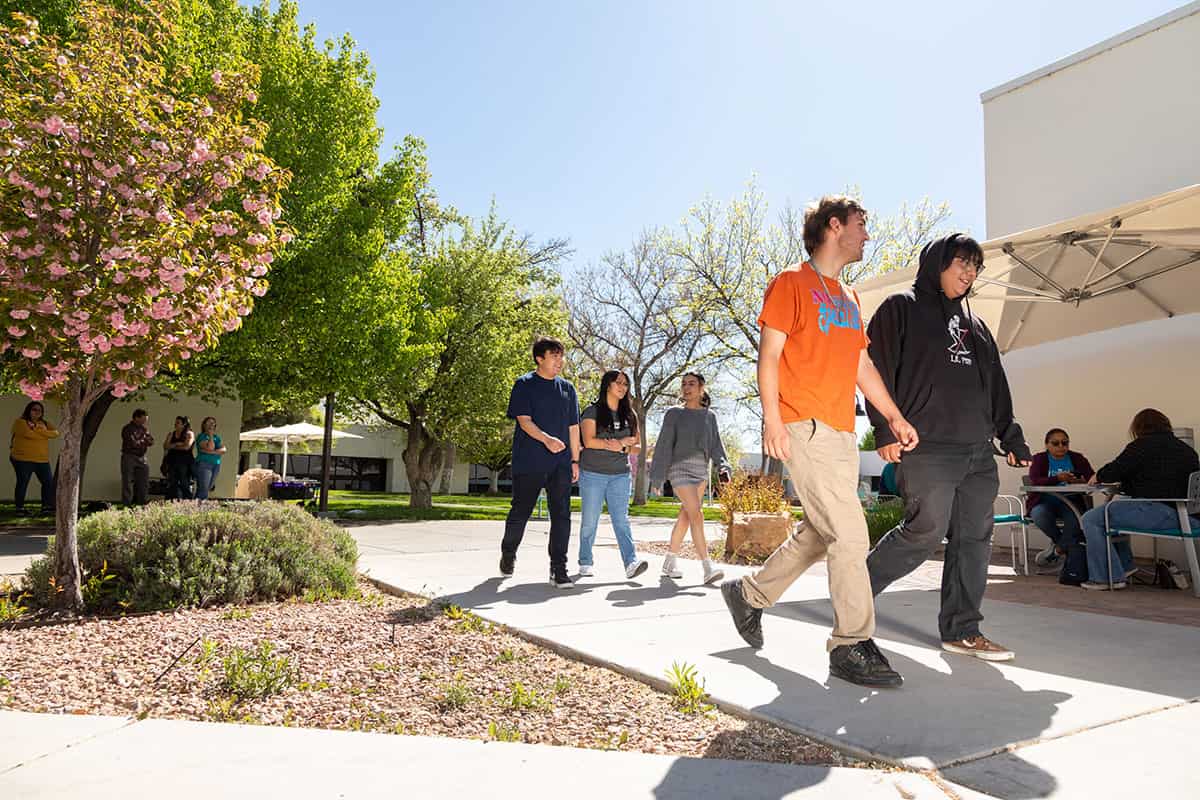 San Juan College Students walking on Main Campus