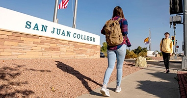 Student walking on campus