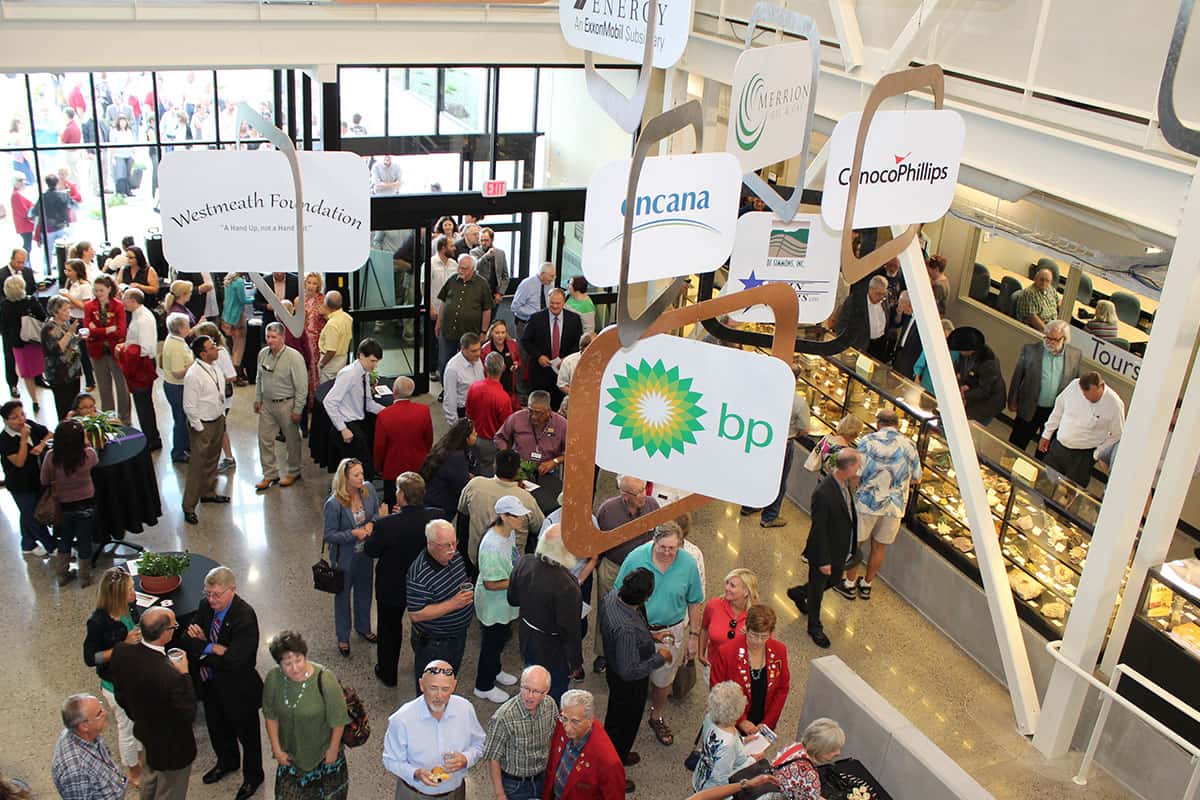 Community members gathering in the School of Energy