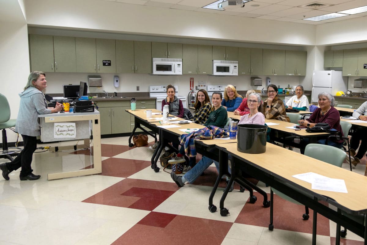 Group of students in Encore cooking class