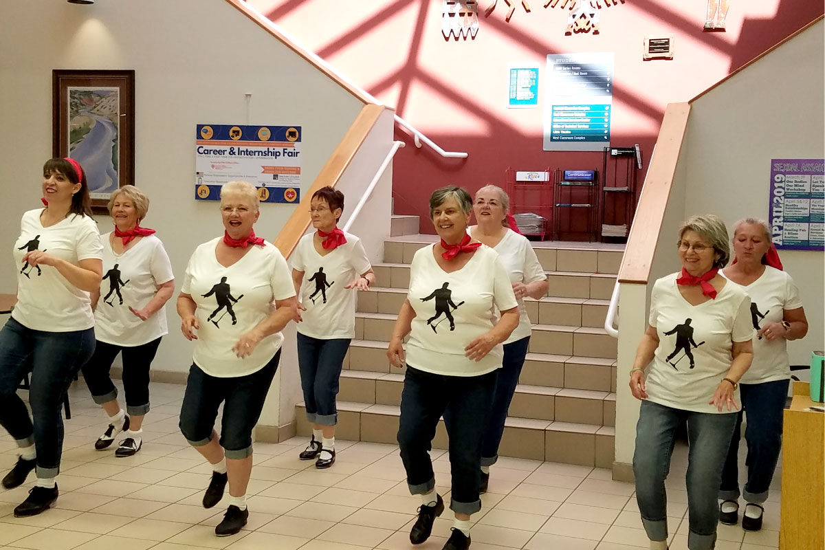 Group of women tap dancing