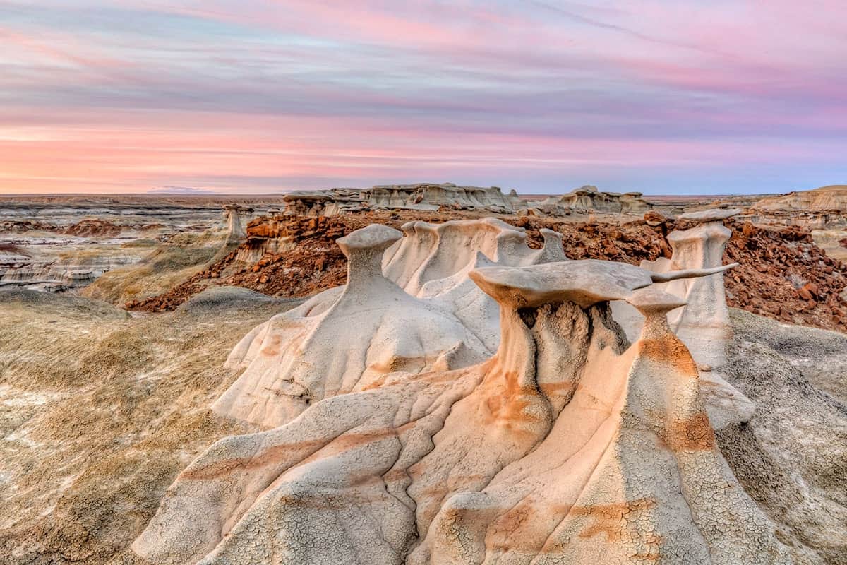 sunset over the bisti badlands