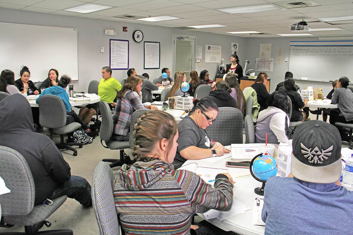 Students in class in the adult education center