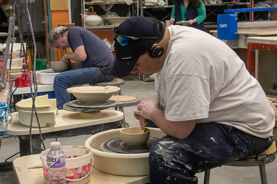 Student on the pottery wheel