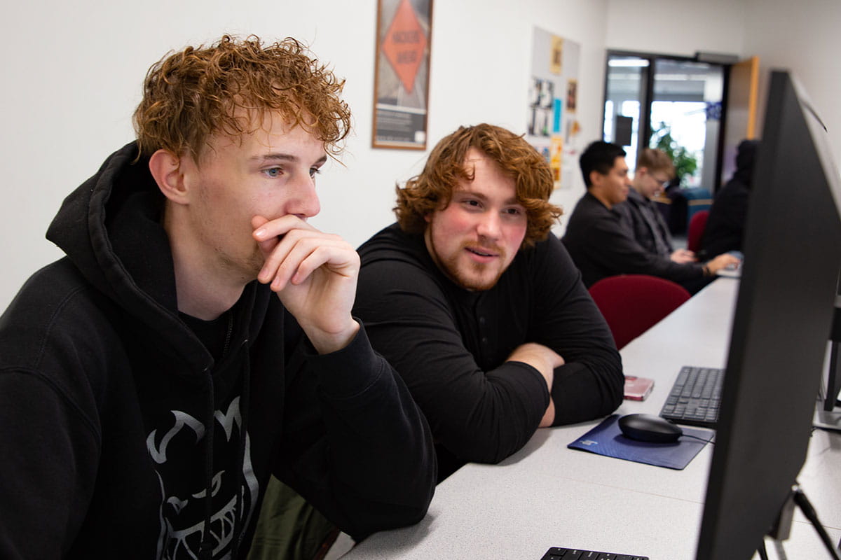 San Juan College students working in a computer lab