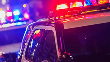 Light bar on top of police car.