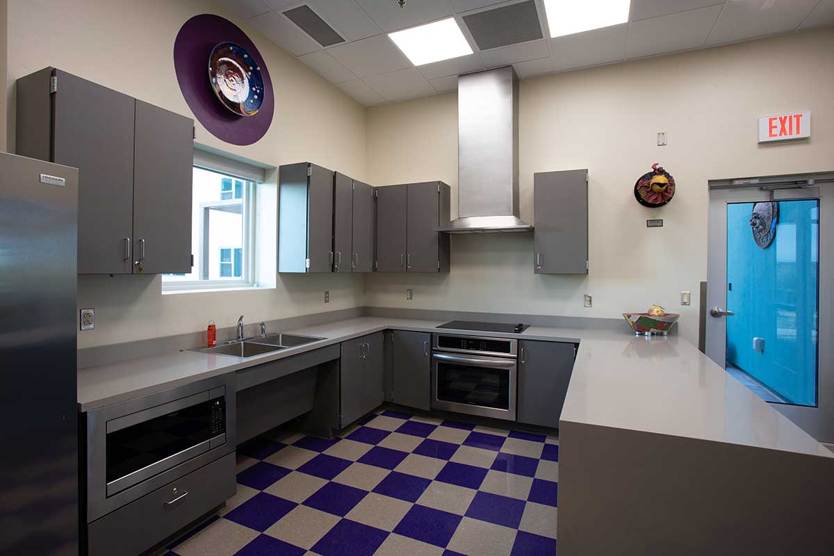 Shared kitchen in the San Juan College student housing.