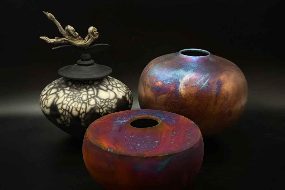 Three pottery pieces made by the SJC Faculty and staff