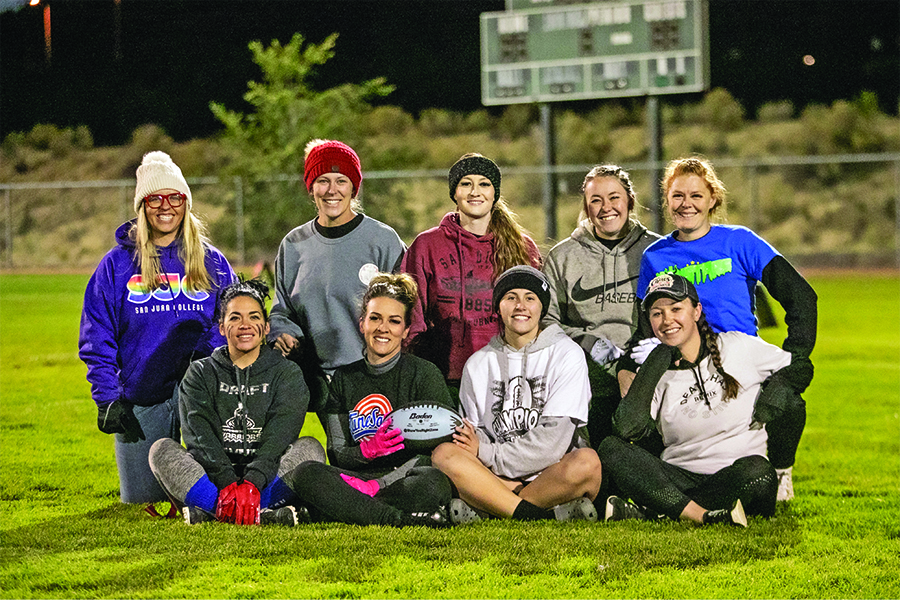 Students on the flag football team