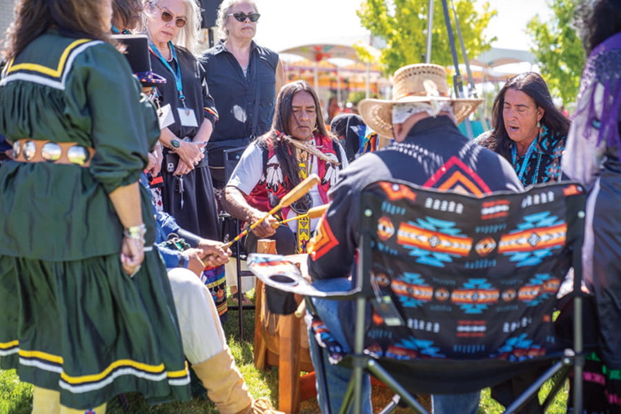 Drumming circles are enjoyed by some of the attendees of the 2023 Bi-National Indigenous Expo.