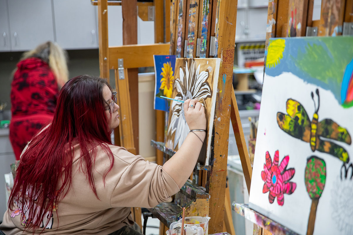 Student working in the painting studio.